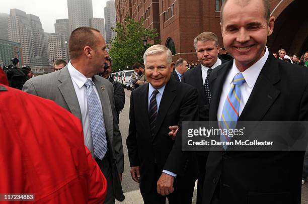 Former Massachusetts State Senate President William Bulger exits John Joseph Moakley United States Courthouse following the arraignment of his...