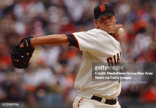 San Francisco Giants pitcher Noah Lowry, #51, pitches against the Boston Red Sox's in the 1st inning of their game on Saturday, June 19, 2004 at SBC...