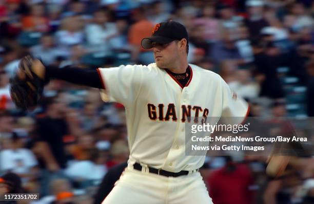 San Francisco Giants pitcher Noah Lowry, #51, pitches against the Colorado Rockies on Saturday, August 5, 2006 at AT&T Park in San Francisco, Calif.