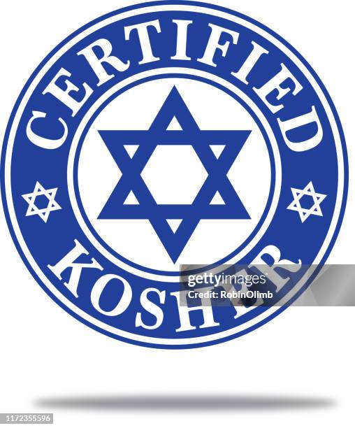 dark blue certified kosher label - kosher symbol clip art stock illustrations