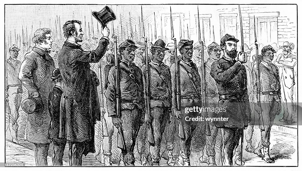 Abraham Lincoln and Charles Sumner Salute Union Troops