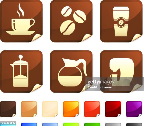 coffee royalty free vector artography vector icon set - red plastic cup drinking stock illustrations