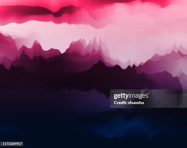 watercolor style panorama mountain landscape background - chinese water painting stock illustrations