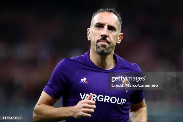 Franck Ribery of Ac Fiorentina looks on before the Serie A match between Ac Milan and Acf Fiorentina. Acf Fiorentina wins 3-1 over Ac Milan.