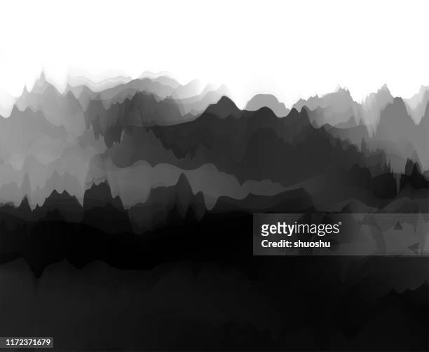 chinese painting style mountain landscape background - ink wash painting stock illustrations