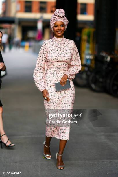 Halima Aden attends E!, Elle, & IMG NYFW Kick-Off Party at the Boom Boom Room on September 04, 2019 in New York City.