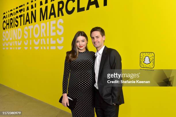 Miranda Kerr and Evan Spiegel at the U.S. Premiere of Christian Marclay: Sound Stories, an immersive audiovisual exhibition fusing art and...