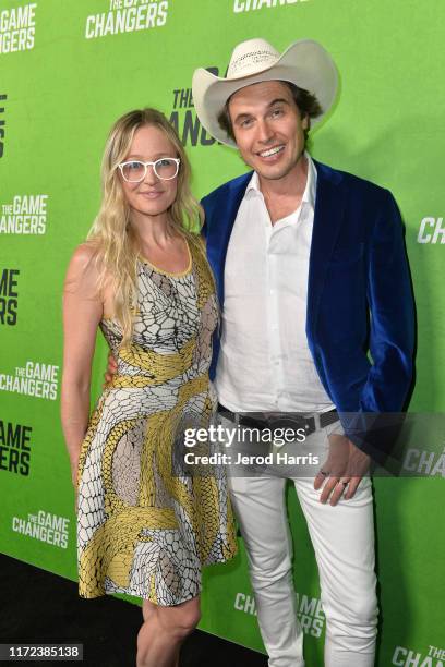 Christiana Wyly and Kimball Musk arrive at the LA Premiere of 'The Game Changers' at ArcLight Hollywood on September 04, 2019 in Hollywood,...