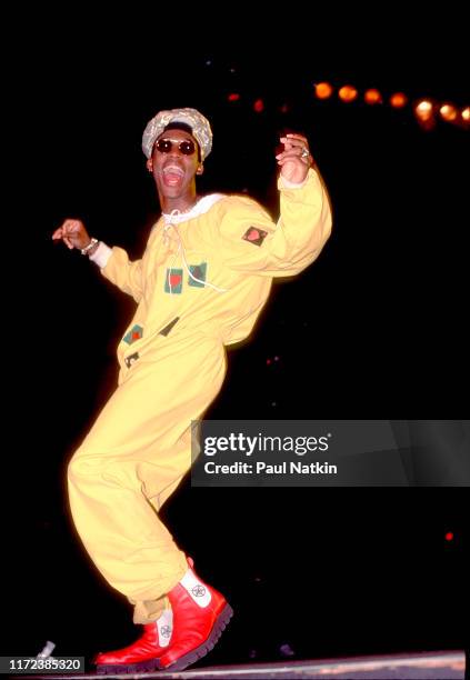 American R&B musician Raphael Saadiq , of the group Tony Toni Tone , as he performs onstage at the Marcus Amphitheater, Milwaukee, Wisconsin, July 3,...