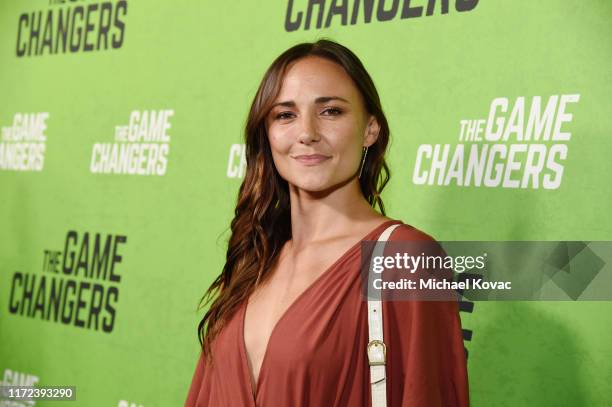 Briana Evigan attends the Los Angeles Premiere of "The Game Changers" Documentary at ArcLight Hollywood on September 04, 2019 in Hollywood,...