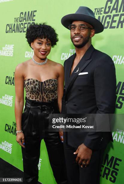 Jada Crawley and Chris Paul attend the Los Angeles Premiere of "The Game Changers" Documentary at ArcLight Hollywood on September 04, 2019 in...