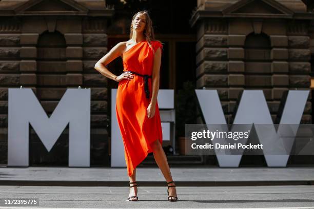 Robyn Lawley poses during Pop Up 7 - Bella Unsigned Model Search at Melbourne Fashion Week on September 05, 2019 in Melbourne, Australia.