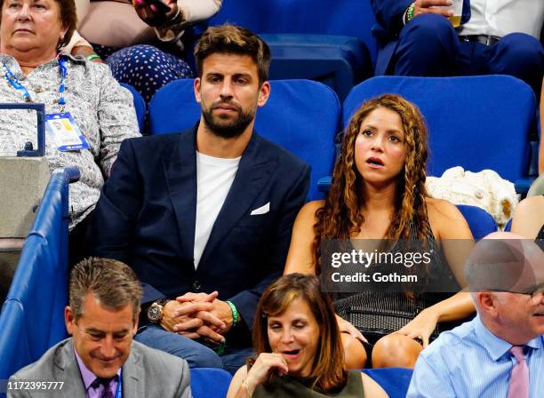 Shakira and Gerard Pique cheer on Rafael Nadal at the 2019 US Open on September 04, 2019 in New York City.