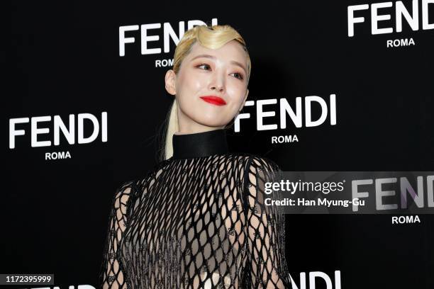 Former member of South Korean girl group f, Sulli, attends the photocall for FENDI on September 03, 2019 in Seoul, South Korea.