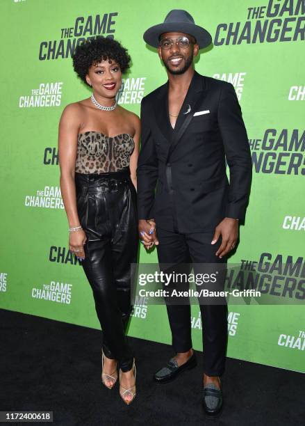 Jada Crawley and Chris Paul attend the LA Premiere of "The Game Changers" at ArcLight Hollywood on September 04, 2019 in Hollywood, California.