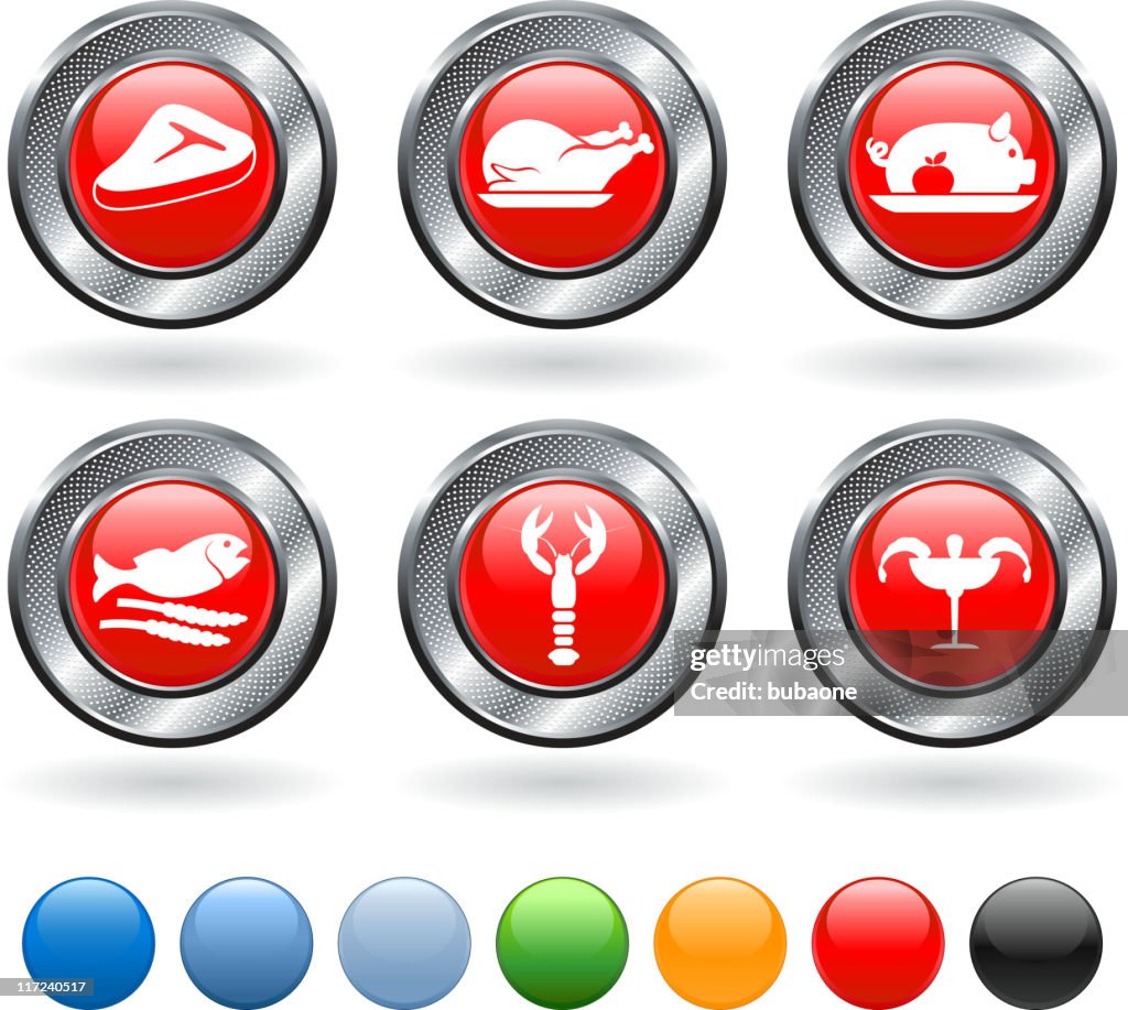 Meat and sea food royalty free vector icon set
