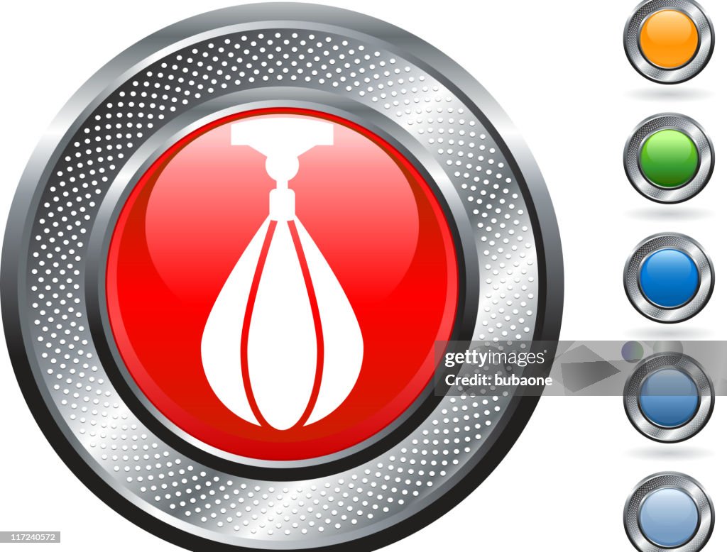 Boxing speed bag training icon on metallic button
