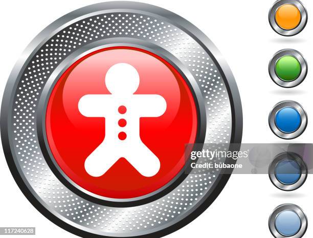 gingerbread man royalty free vector art on metallic button - circle ginger bread stock illustrations