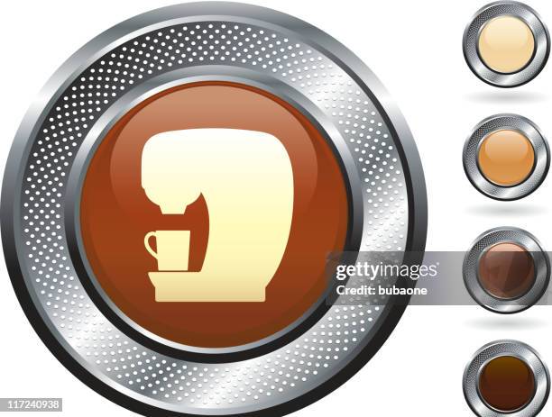 home coffee maker royalty free vector art on metallic button - black coffee white background stock illustrations