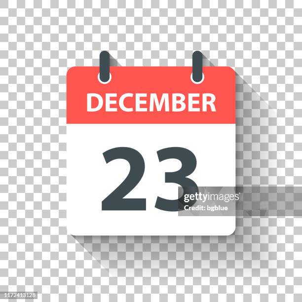 illustrazioni stock, clip art, cartoni animati e icone di tendenza di 23 dicembre - icona calendario giornaliero in stile flat design - deadline