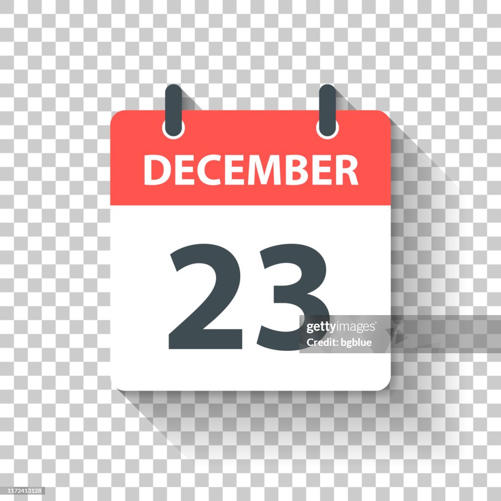 December 23 - Daily Calendar Icon in flat design style