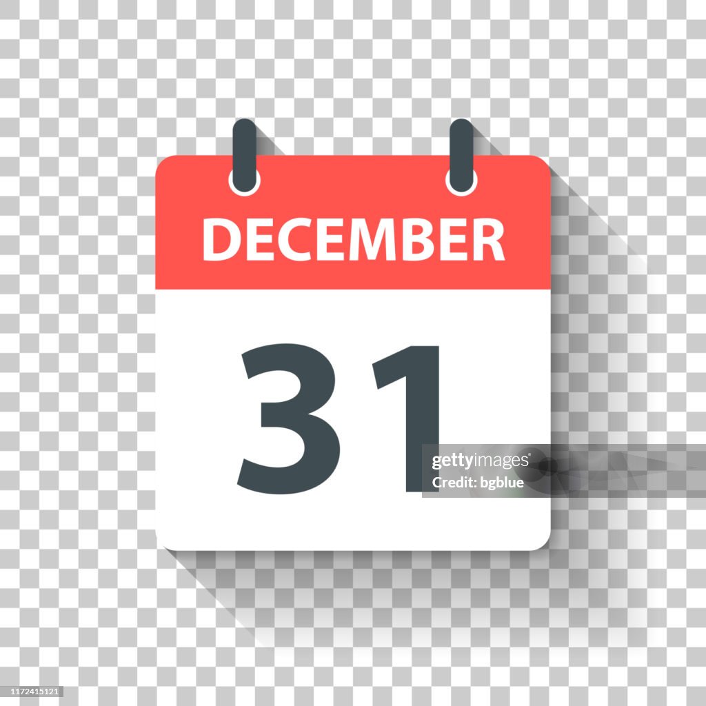 December 31 - Daily Calendar Icon in flat design style