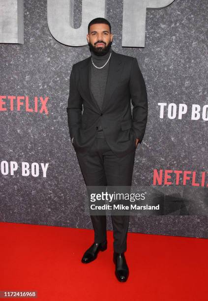 Drake attends the "Top Boy" UK Premiere at Hackney Picturehouse on September 04, 2019 in London, England.