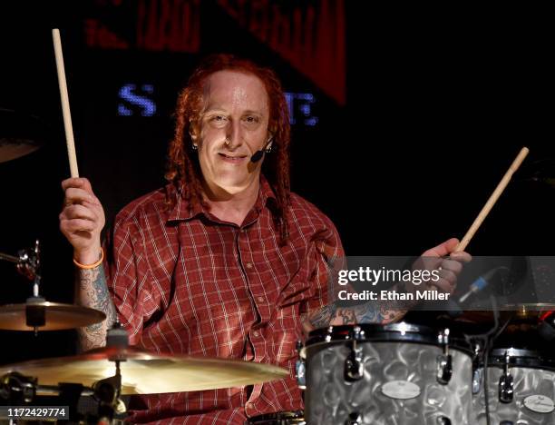 Drummer Morgan Rose of Sevendust performs during a stop of the Victorious War Tour at the Marquee Theatre on September 2, 2019 in Tempe, Arizona.