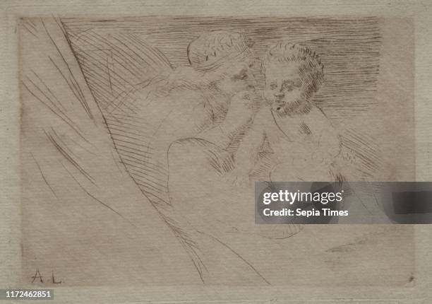 Mab et Cupidon. Alphonse Legros . Drypoint.