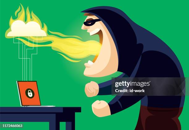 Cartoon Attacking Computer Computer On Fire Cartoon Photos and Premium High Res Pictures - Getty ...
