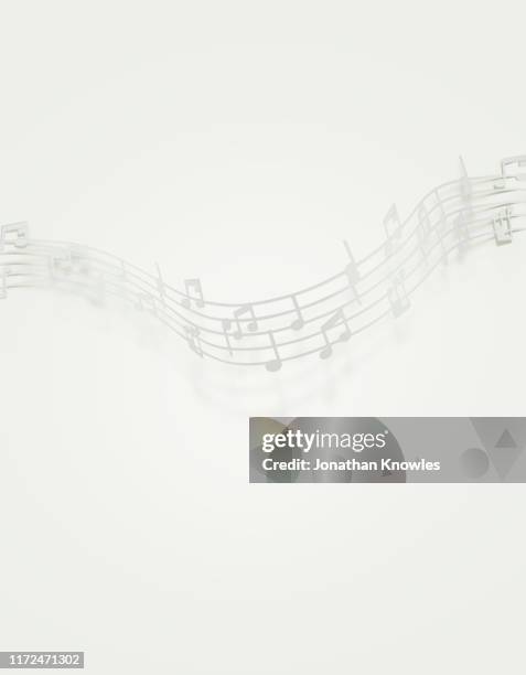 white music notes - notas musicales fotografías e imágenes de stock