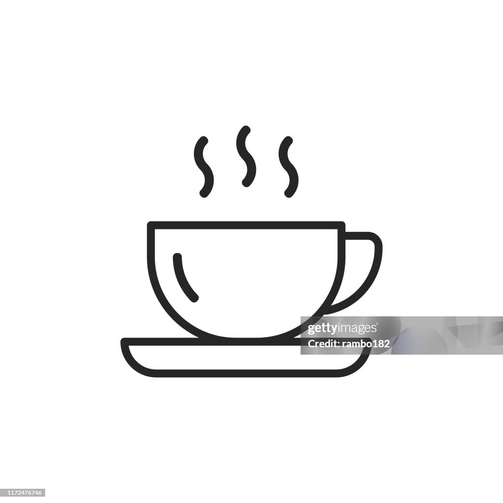 Ikon för kaffe linje. Redigerbar stroke. Pixel perfekt. För mobil och webb.