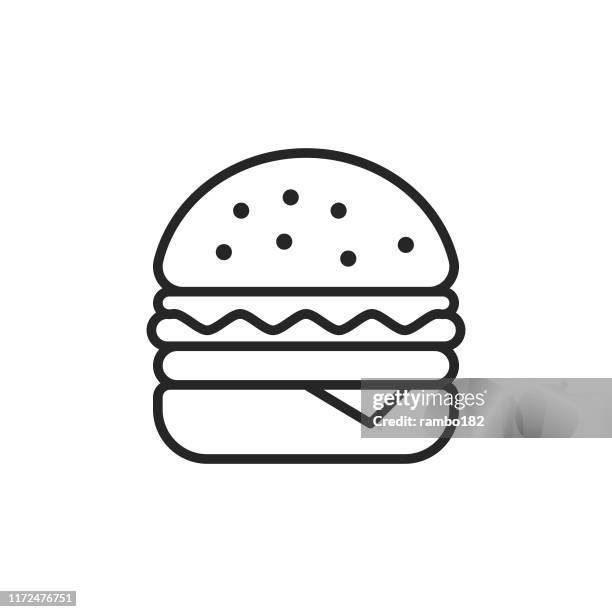 hamburger line icon. bearbeitbarer strich. pixel perfekt. für mobile und web. - geflügelfleisch stock-grafiken, -clipart, -cartoons und -symbole
