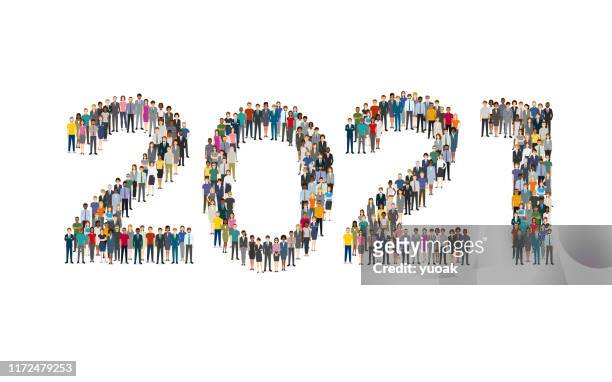 2021 aus menschen gebildet - new year new you 2019 stock-grafiken, -clipart, -cartoons und -symbole