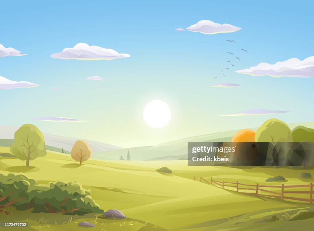 Sunrise Over Autumn Landscape