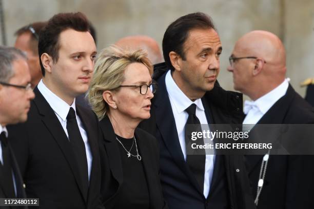 Claude Chirac , the daughter of France's former President Jacques Chirac, arrives with her son Martin Rey-Chirac and her husband Frederic...