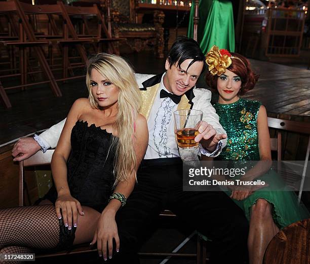 Absinthe cast members Angel Porrino, The Gazillionaire and Penny Pibbets attend Absinthe at Caesars Palace on June 24, 2011 in Las Vegas, Nevada.
