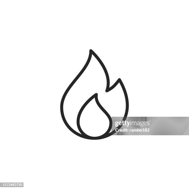 ilustrações, clipart, desenhos animados e ícones de ícone da linha da flama. traçado editável. pixel perfeito. para mobile e web. - burning