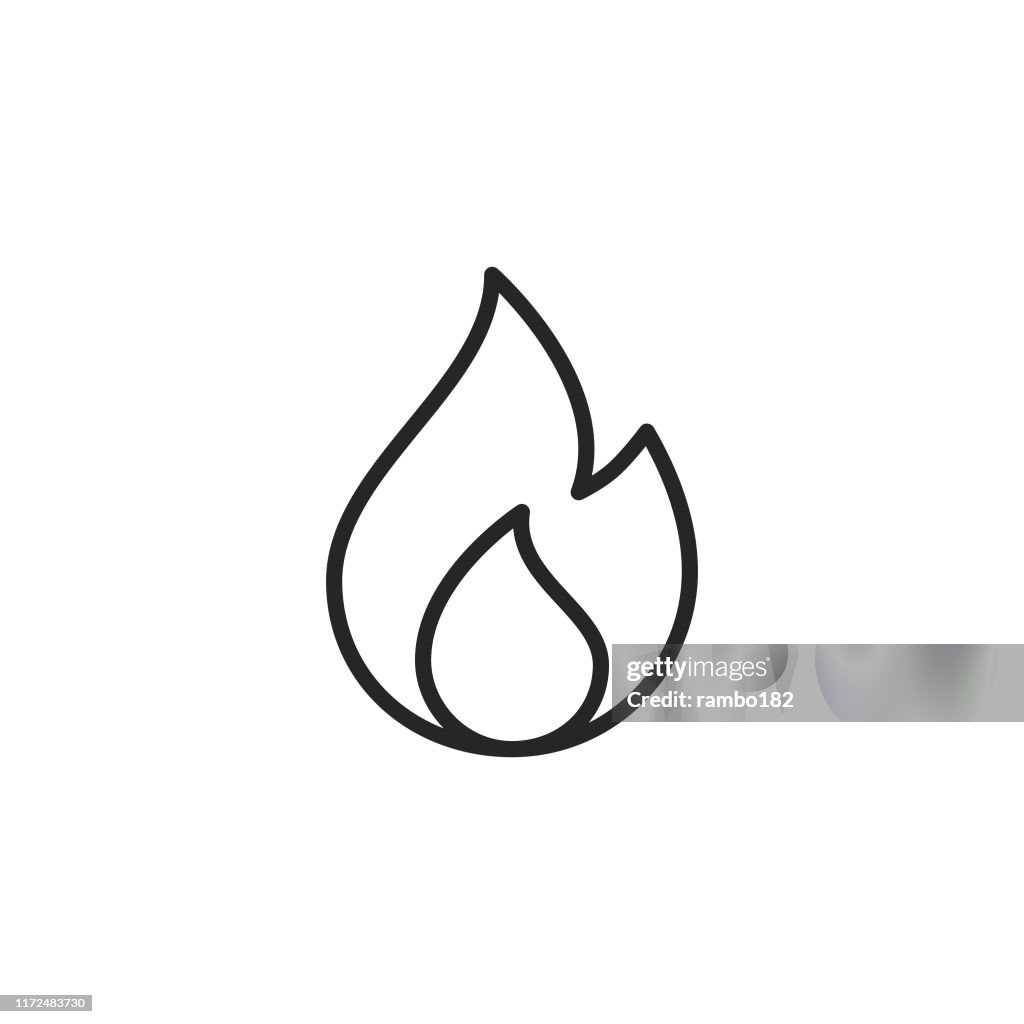 Flame Line Icon. Editable Stroke. Pixel Perfect. For Mobile and Web.