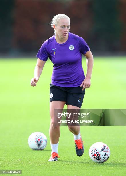 Pauline Bremer of Manchester City Women during a training session at Manchester City Football Academy on September 05, 2019 in Manchester, England.