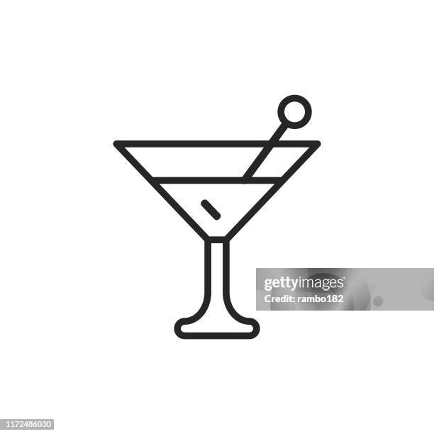 drink line icon. editable stroke. pixel perfect. for mobile and web. - happy hour menu stock illustrations