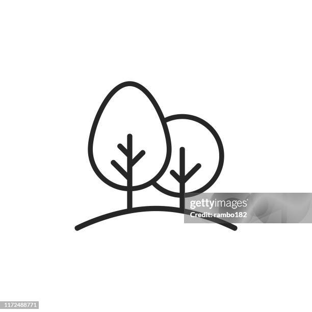 trees, nature line icon. editable stroke. pixel perfect. for mobile and web. - nature icon stock illustrations