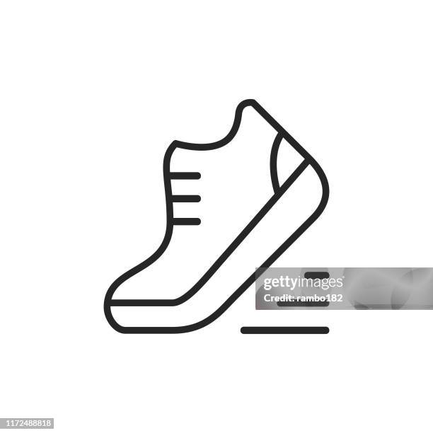 bildbanksillustrationer, clip art samt tecknat material och ikoner med sko, löplinje-ikon. redigerbar stroke. pixel perfekt. för mobil och webb. - shoes