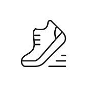 Shoe, Running Line Icon. Editable Stroke. Pixel Perfect. For Mobile and Web.