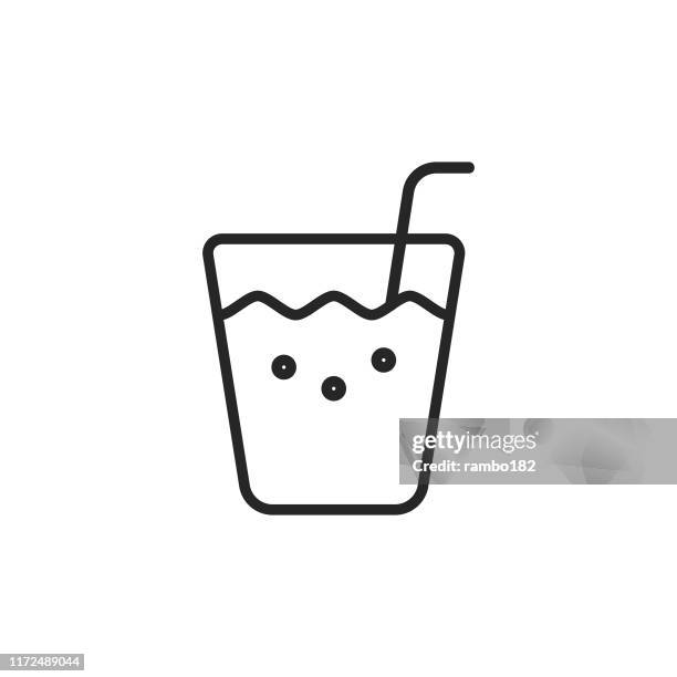 cocktail line icon. editable stroke. pixel perfect. for mobile and web. - cooked spinach stock illustrations