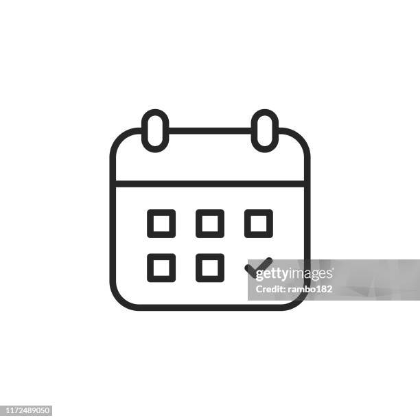 illustrazioni stock, clip art, cartoni animati e icone di tendenza di icona riga calendario. tratto modificabile. pixel perfetto. per dispositivi mobili e web. - agenda