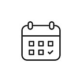 Calendar Line Icon. Editable Stroke. Pixel Perfect. For Mobile and Web.