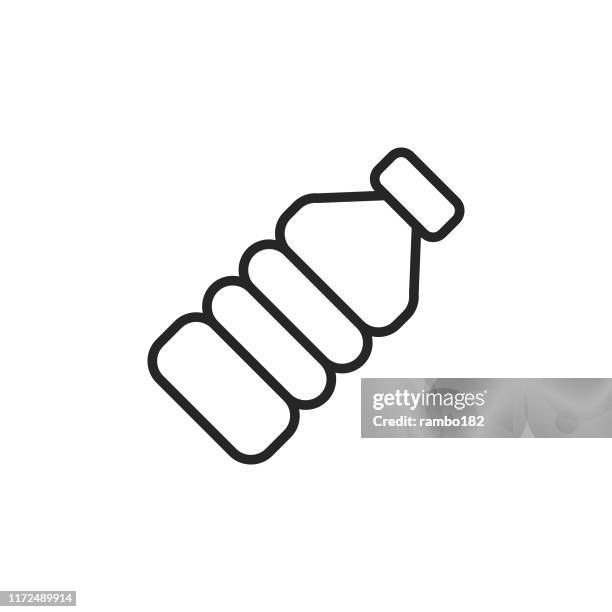 illustrations, cliparts, dessins animés et icônes de icône de ligne de bouteille d'eau. accident vasculaire cérébral modifiable. pixel parfait. pour mobile et web. - bouteille-plastique