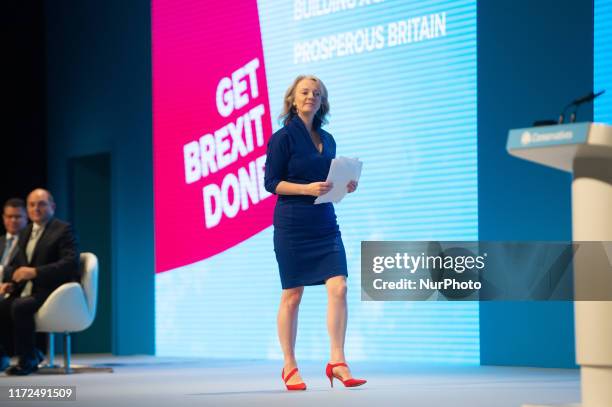 Liz Truss, Secretary of State for International Trade, during the Conservative Party Conference at the Manchester Central Convention Complex,...