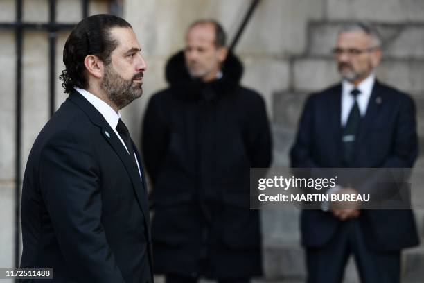 Lebanon's Prime Minister Saad Hariri arrives to attend a church service for former French President Jacques Chirac at the Saint-Sulpice church in...